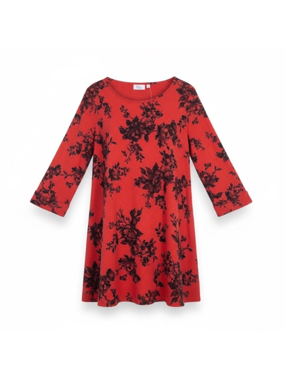 Kim Rogers Womens Red & Black Floral Blouse Stretch Sz PL
